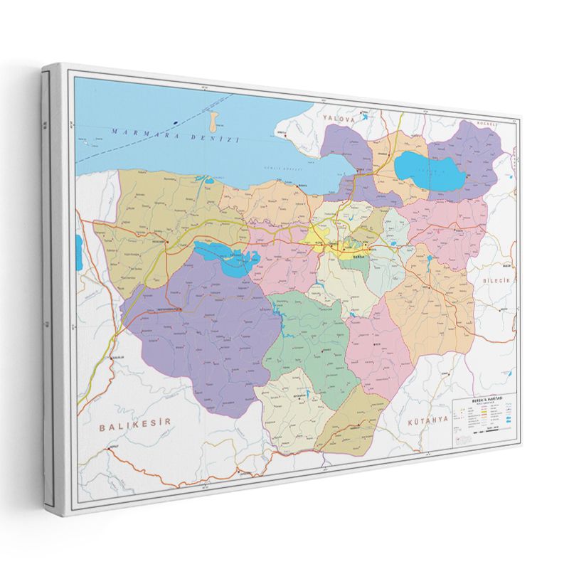 Bursa - İl Haritası Kanvas Tablo