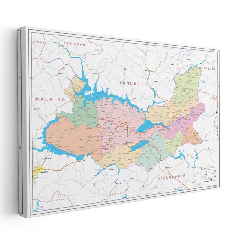 Elazığ - İl Haritası Kanvas Tablo