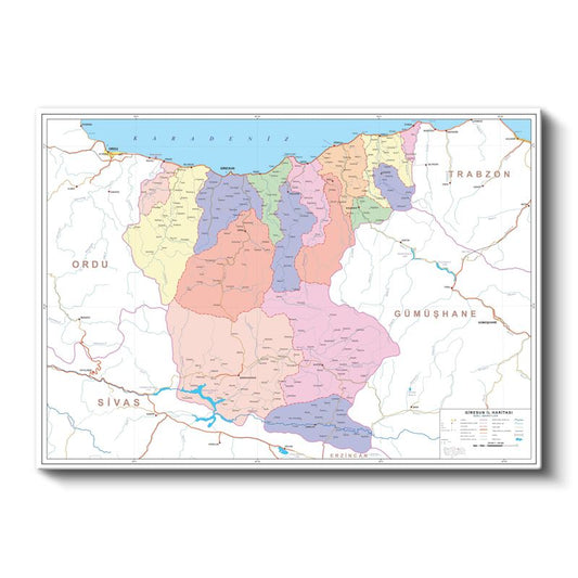 Giresun - İl Haritası Kanvas Tablo