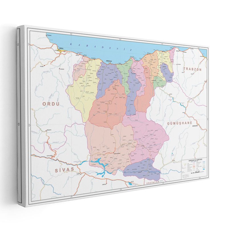 Giresun - İl Haritası Kanvas Tablo