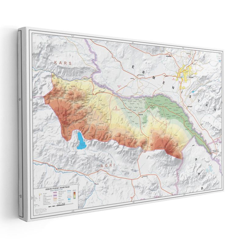 Iğdır - Fiziki Haritası Kanvas Tablo