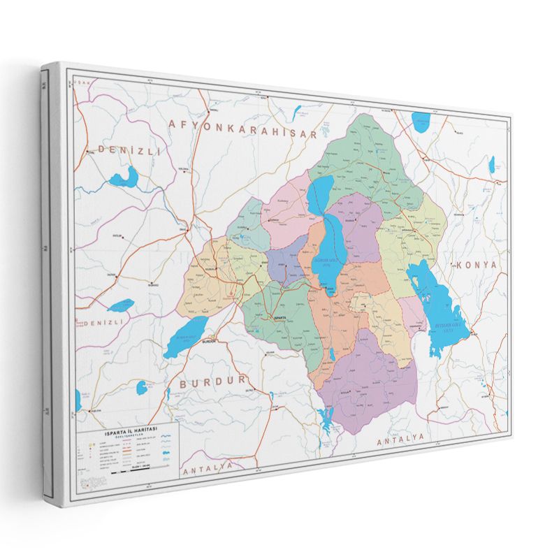 Isparta - İl Haritası Kanvas Tablo
