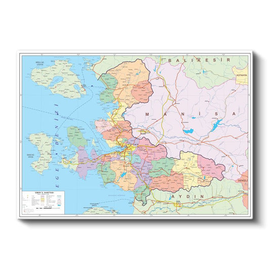 İzmir - İl Haritası Kanvas Tablo