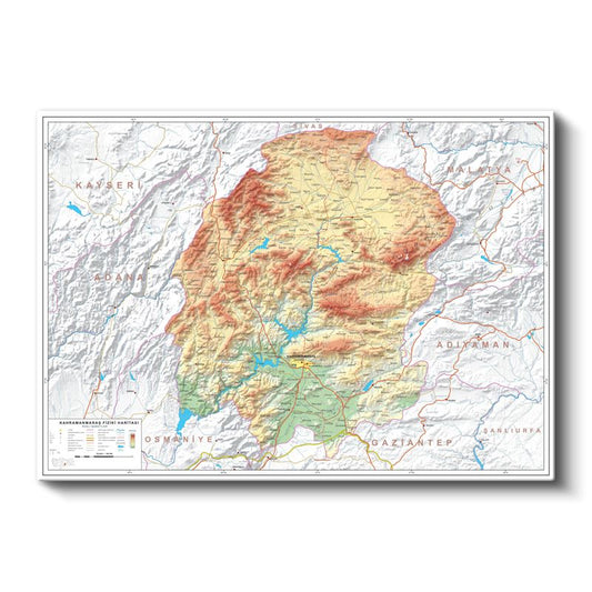 Kahramanmaraş - Fiziki Haritası Kanvas Tablo