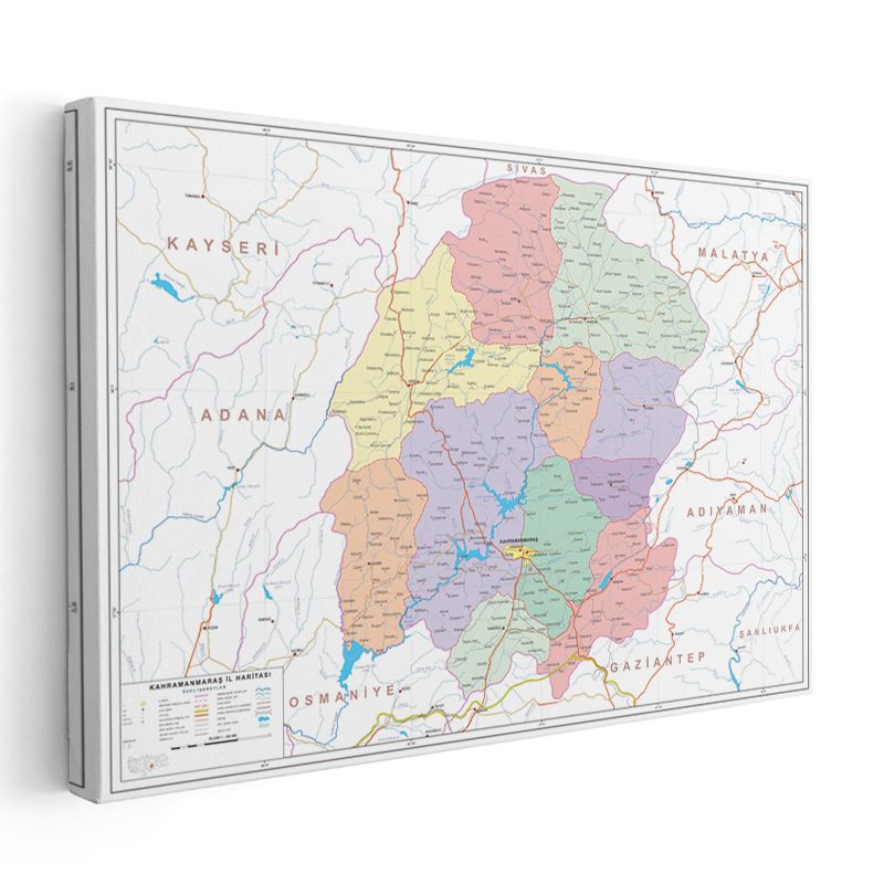 Kahramanmaraş - İl Haritası Kanvas Tablo