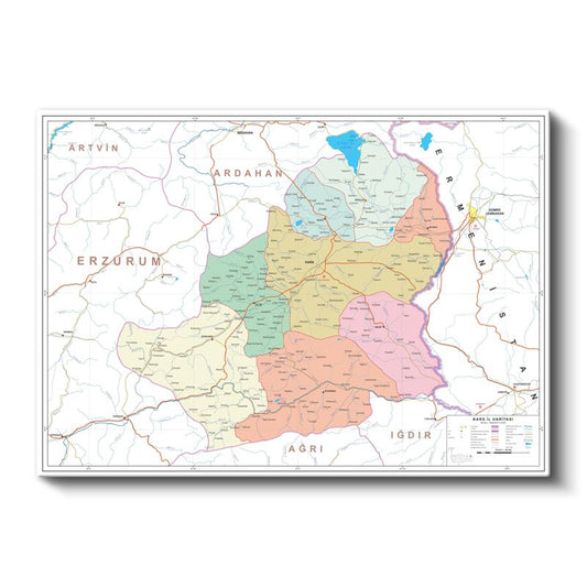 Kars - İl Haritası Kanvas Tablo