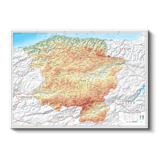 Kastamonu - Fiziki Haritası Kanvas Tablo