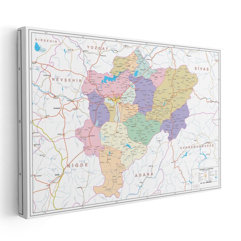 Kayseri - İl Haritası Kanvas Tablo