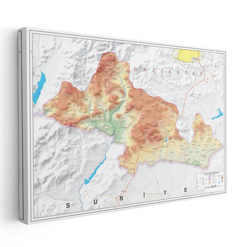 Kilis - Fiziki Haritası Kanvas Tablo