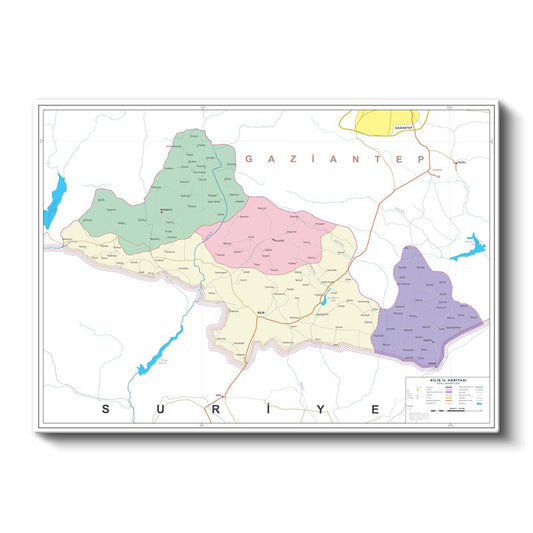 Kilis - İl Haritası Kanvas Tablo