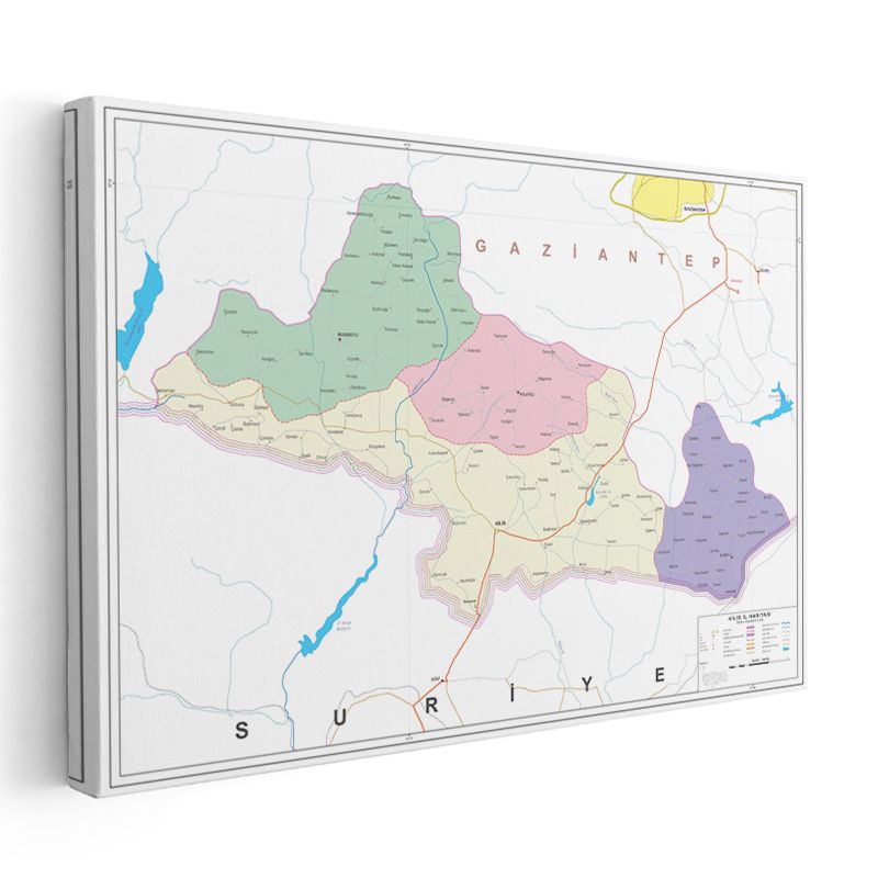 Kilis - İl Haritası Kanvas Tablo