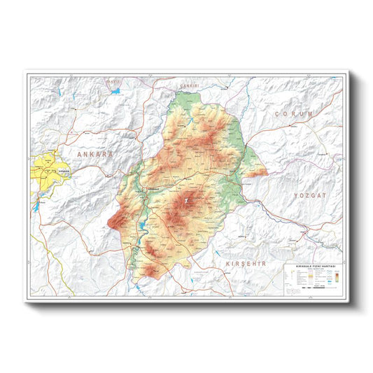Kırıkkale - Fiziki Haritası Kanvas Tablo