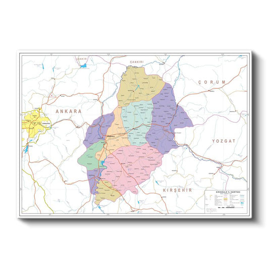 Kırıkkale - İl Haritası Kanvas Tablo