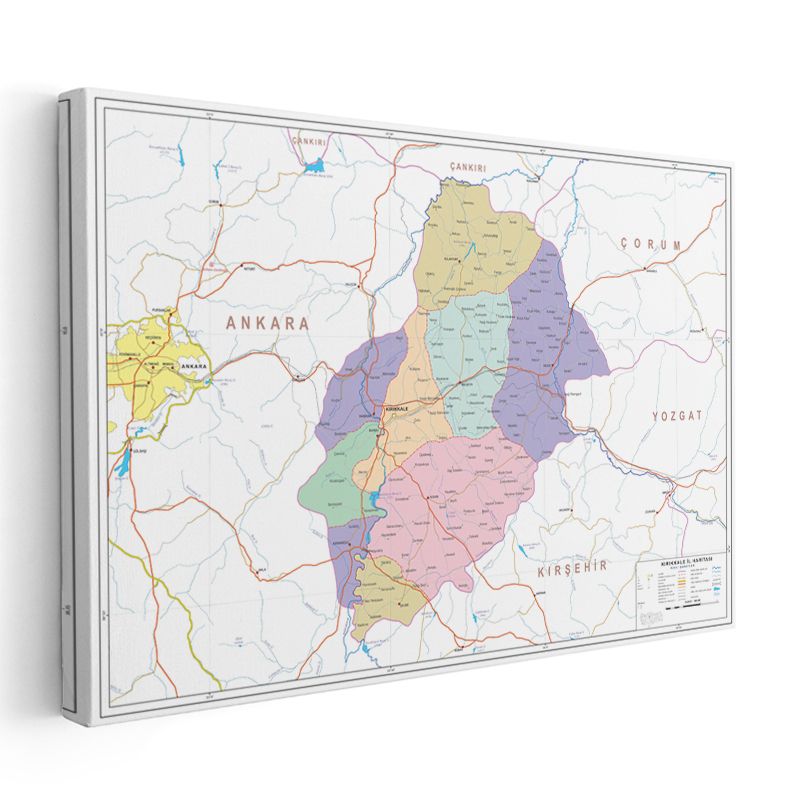 Kırıkkale - İl Haritası Kanvas Tablo