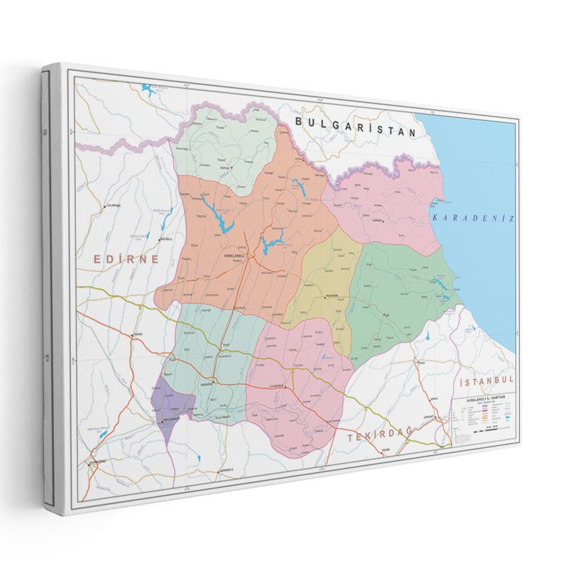 Kırklareli - İl Haritası Kanvas Tablo