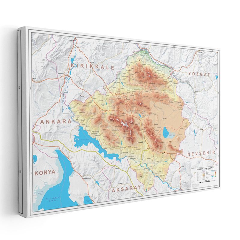 Kırşehir - Fiziki Haritası Kanvas Tablo