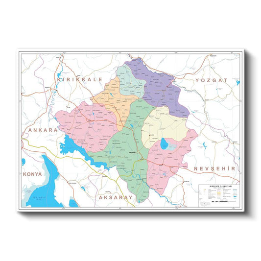 Kırşehir - İl Haritası Kanvas Tablo