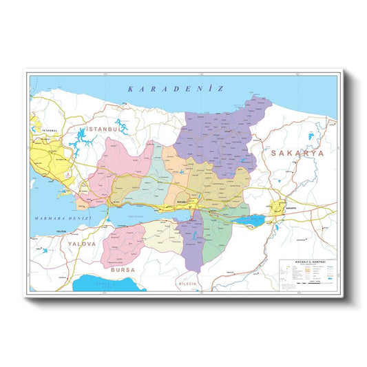 Kocaeli - İl Haritası Kanvas Tablo