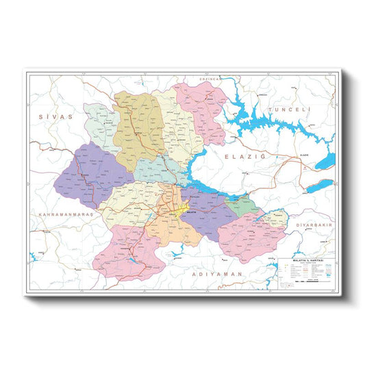 Malatya - İl Haritası Kanvas Tablo
