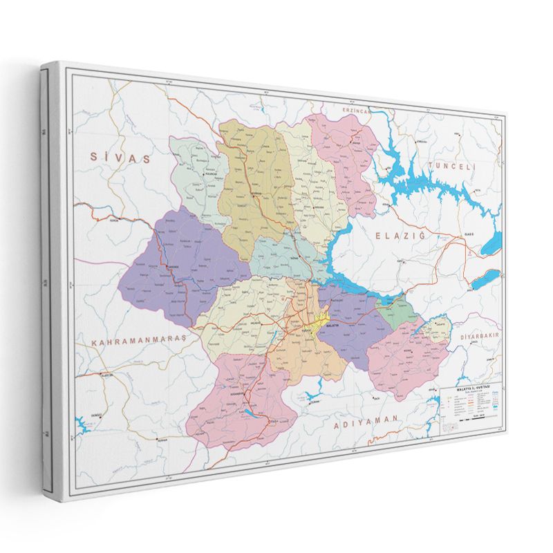 Malatya - İl Haritası Kanvas Tablo