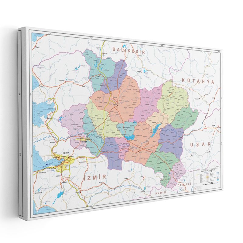 Manisa - İl Haritası Kanvas Tablo