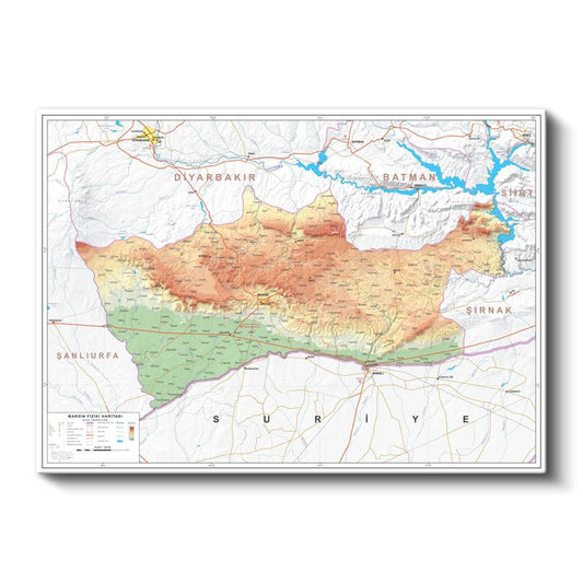 Mardin - Fiziki Haritası Kanvas Tablo
