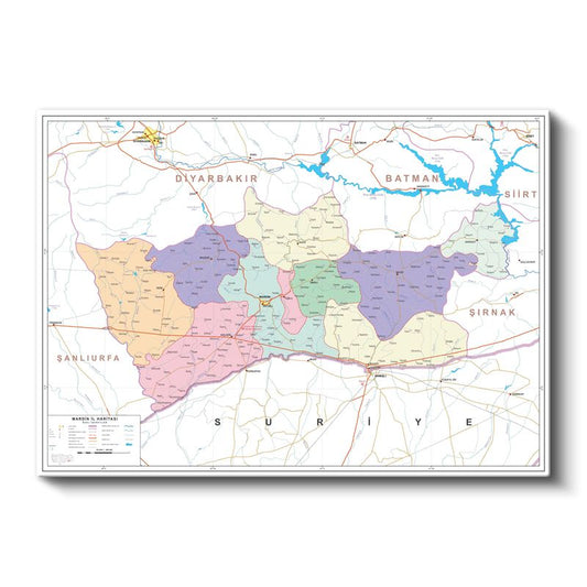 Mardin - İl Haritası Kanvas Tablo