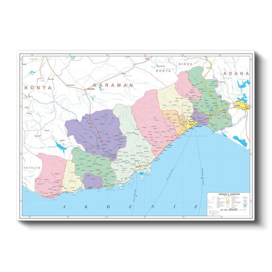 Mersin - İl Haritası Kanvas Tablo
