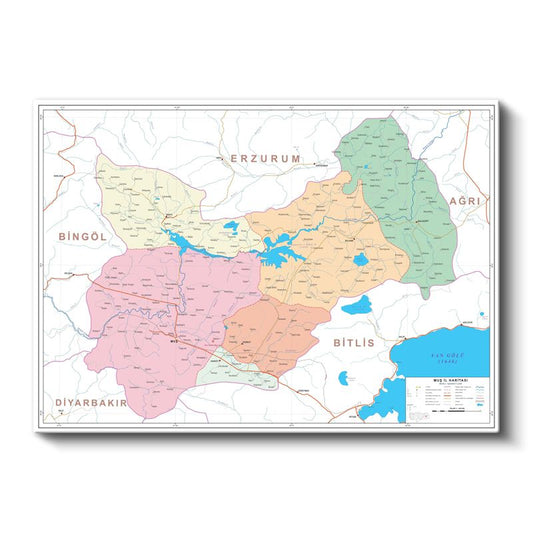 Muş - İl Haritası Kanvas Tablo