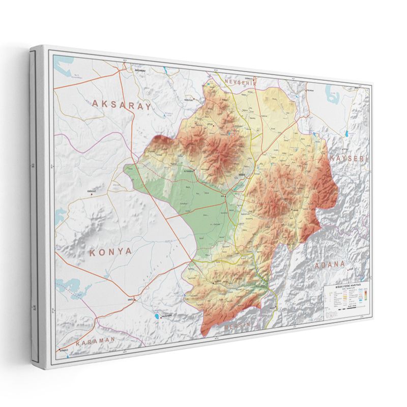 Niğde - Fiziki Haritası Kanvas Tablo