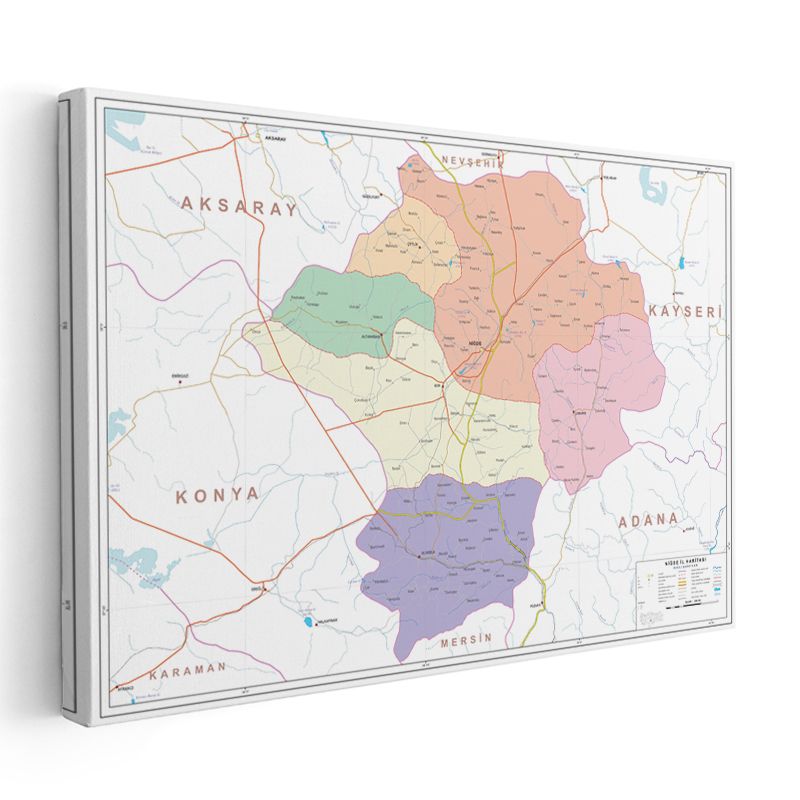 Niğde - İl Haritası Kanvas Tablo