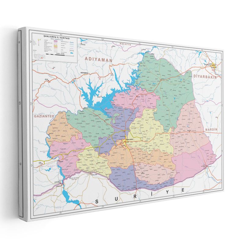 Şanlıurfa - İl Haritası Kanvas Tablo