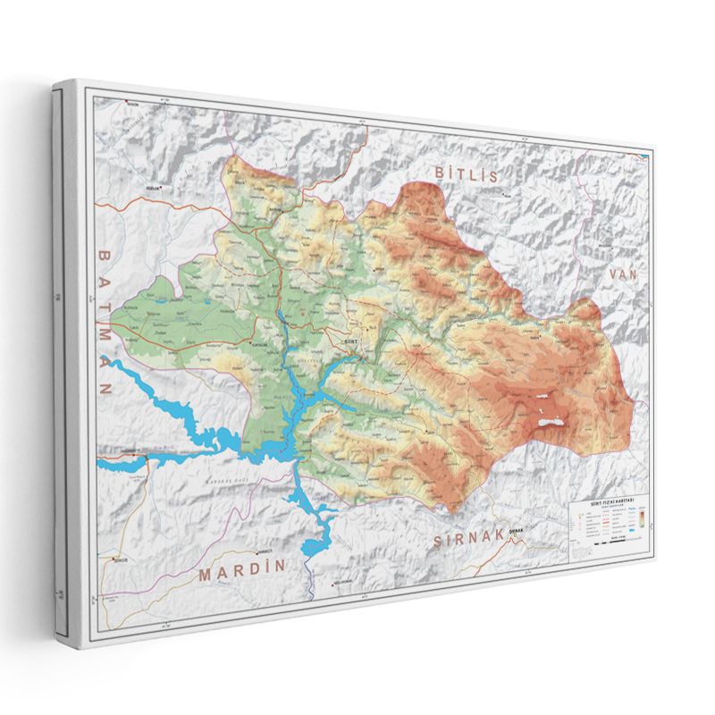 Siirt - Fiziki Haritası Kanvas Tablo