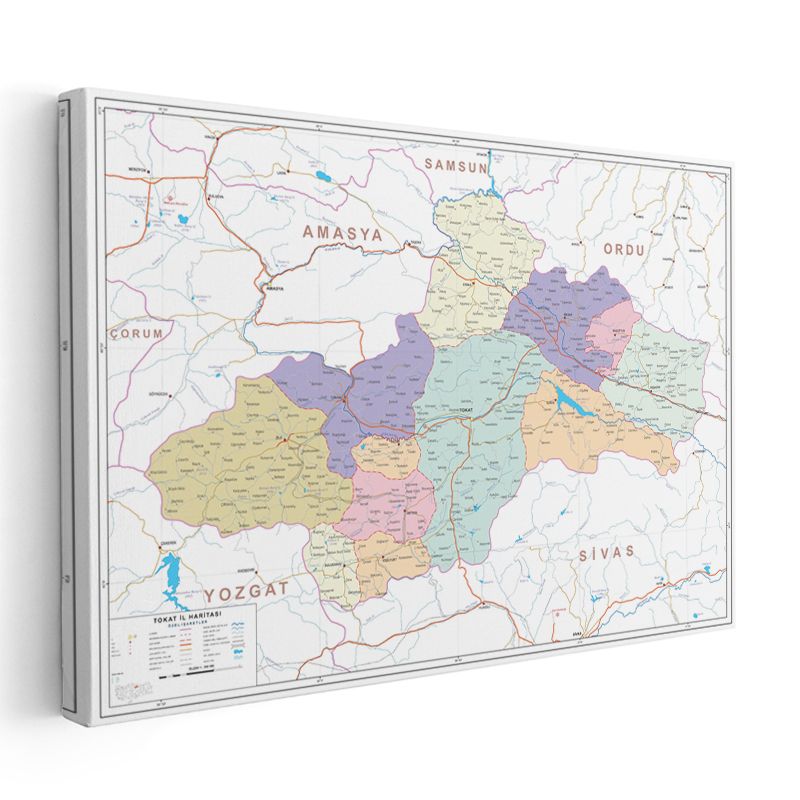 Tokat - İl Haritası Kanvas Tablo