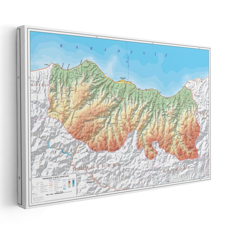 Trabzon - Fiziki Haritası Kanvas Tablo