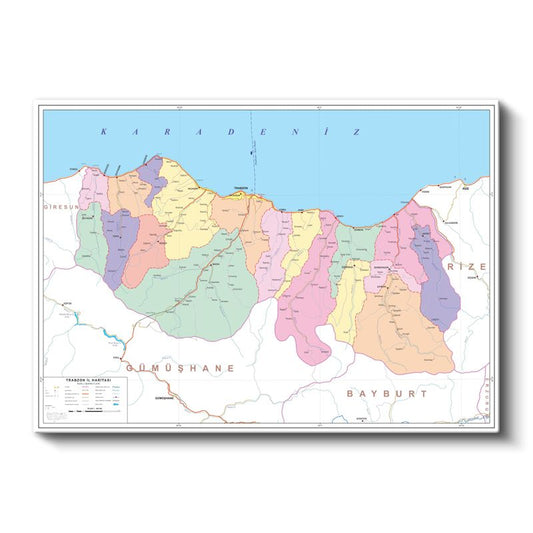 Trabzon - İl Haritası Kanvas Tablo