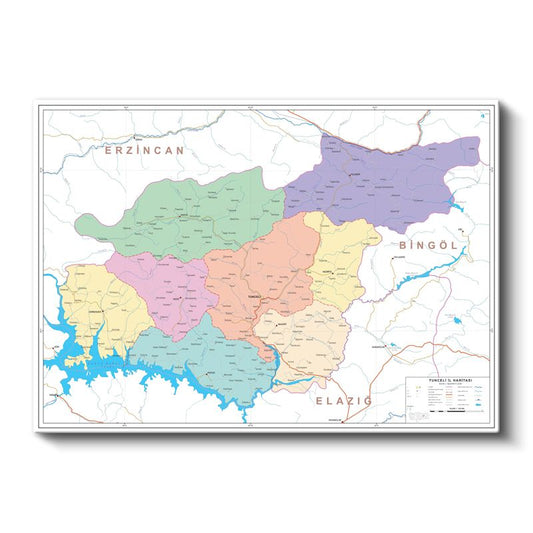 Tunceli - İl Haritası Kanvas Tablo