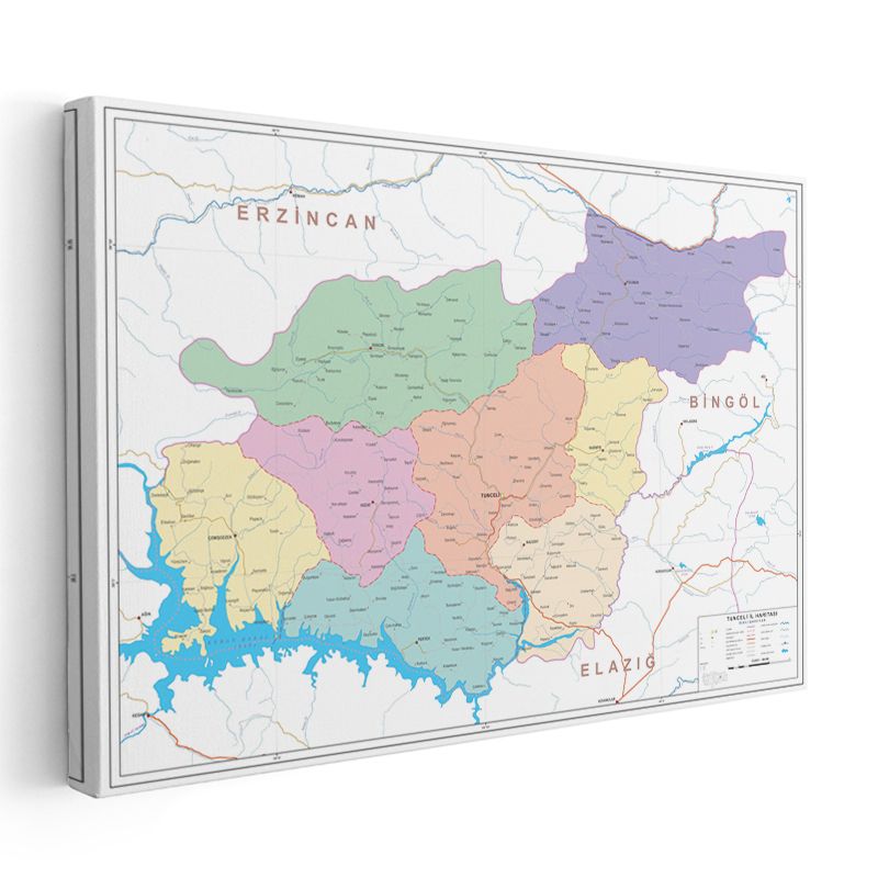 Tunceli - İl Haritası Kanvas Tablo