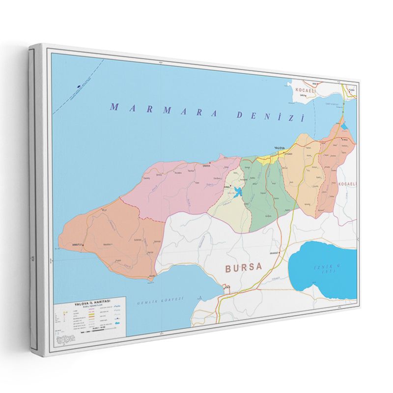 Yalova - İl Haritası Kanvas Tablo