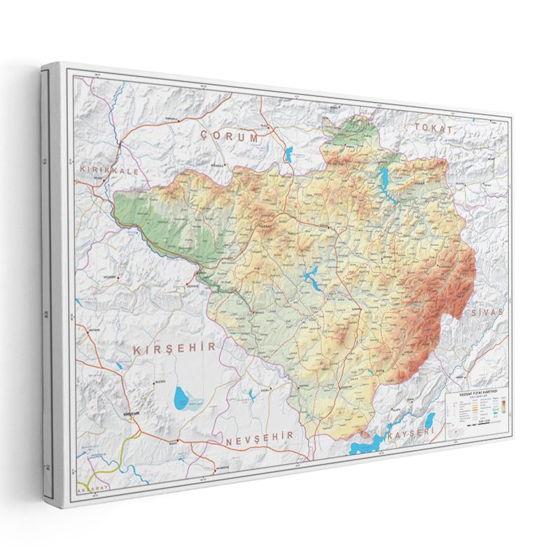 Yozgat - Fiziki Haritası Kanvas Tablo