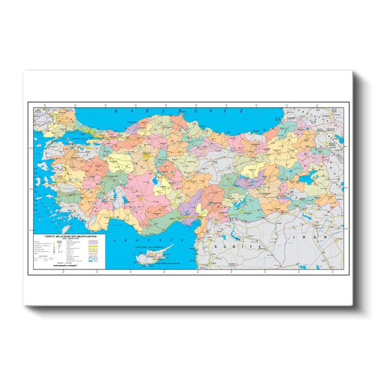 Türkiye - Siyasi Haritası Kanvas Tablo