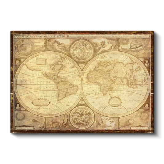 Antik Dünya Haritası Kanvas Tablo