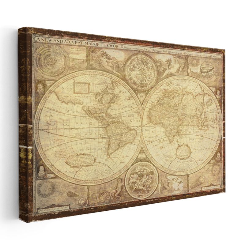Antik Dünya Haritası Kanvas Tablo
