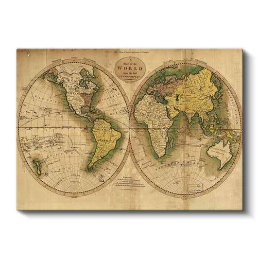 1795 - Antik Dünya Haritası Kanvas Tablo