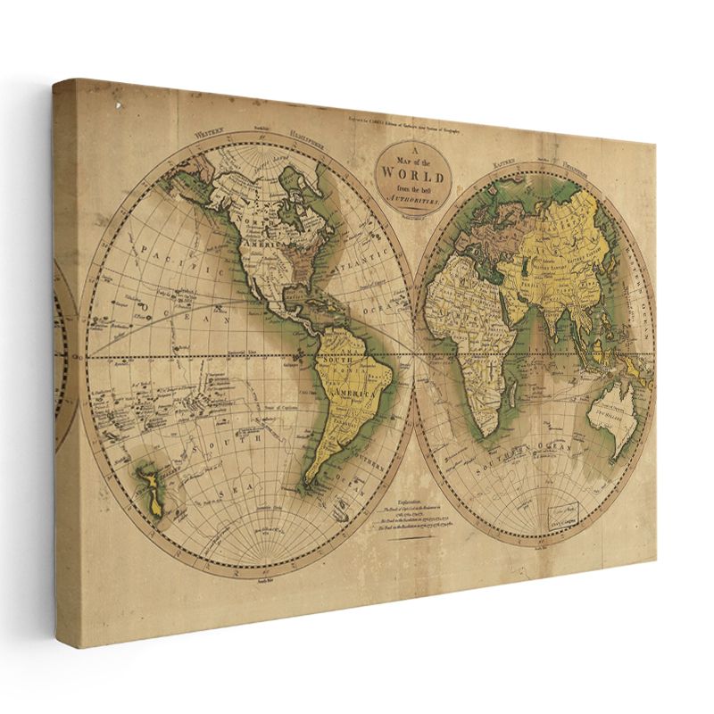 1795 - Antik Dünya Haritası Kanvas Tablo