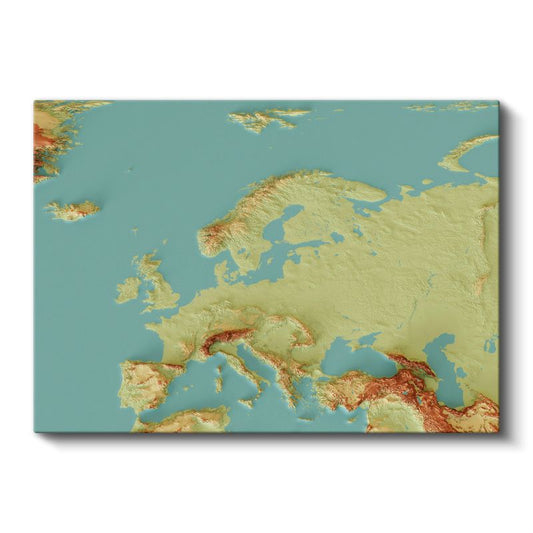 Avrupa - Fiziki Haritası Kanvas Tablo