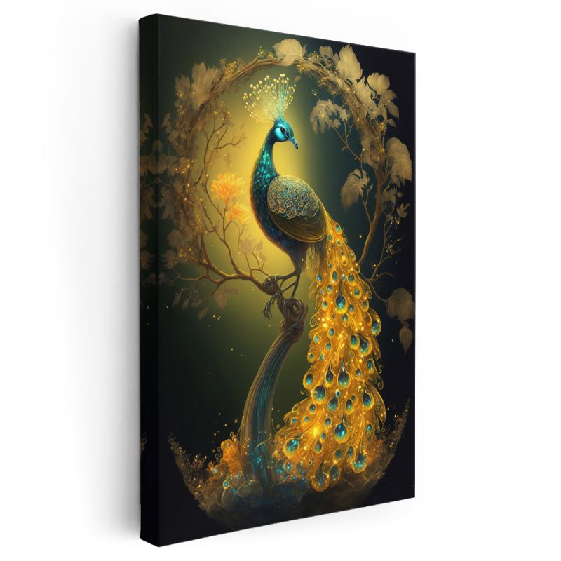 İhtişamlı Tavus Kuşu - Altın Kuyruklu Güzellik Kanvas Tablo