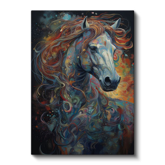 Renkli At - Sanatsal Renk Harmonisi Kanvas Tablo