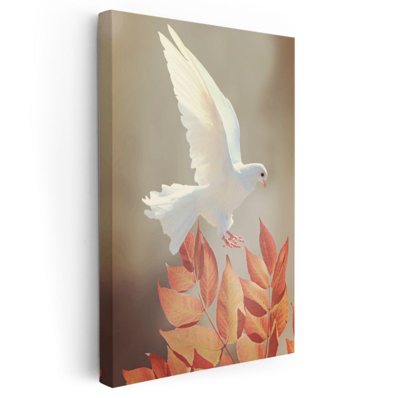 Beyaz Güvercin - Sonbahar Zarafeti Kanvas Tablo