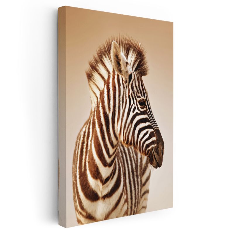 Zebra Portresi - Çizgili Zarafet Kanvas Tablo